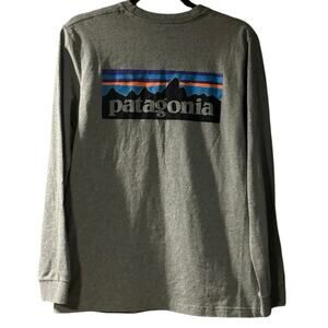 Patagonia Gray Long Sleeve Tee with Multicolor Logo